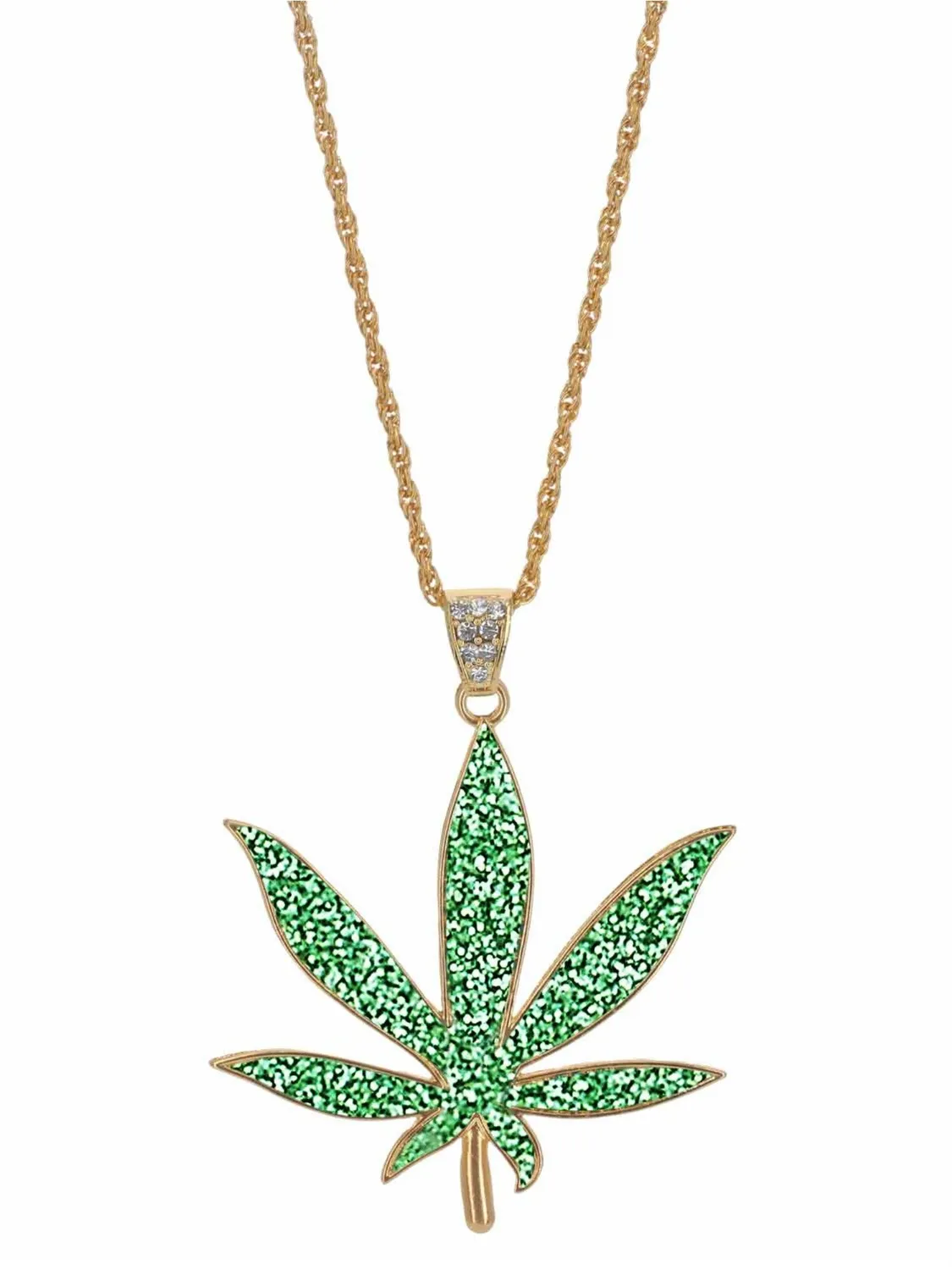 Smiffys 90s Hemp Bling collana verde foglia oro