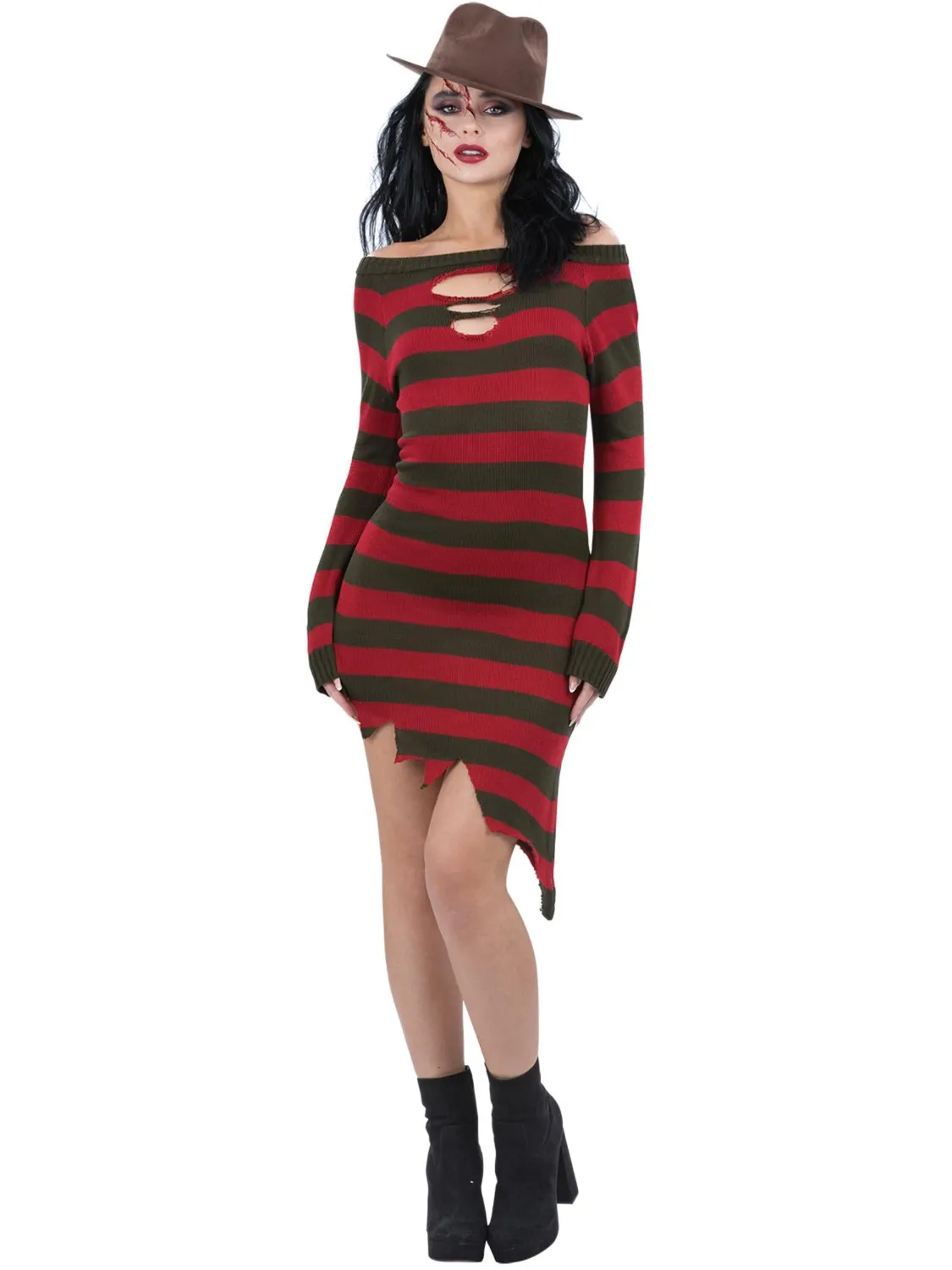 Smiffys Freddy Krueger vestito donna rosso verde