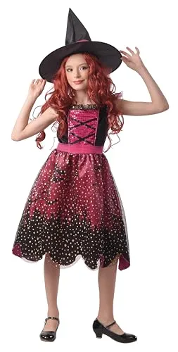 P'tit Clown Strega Rosa Costume Bambina 5/6 Anni Halloween