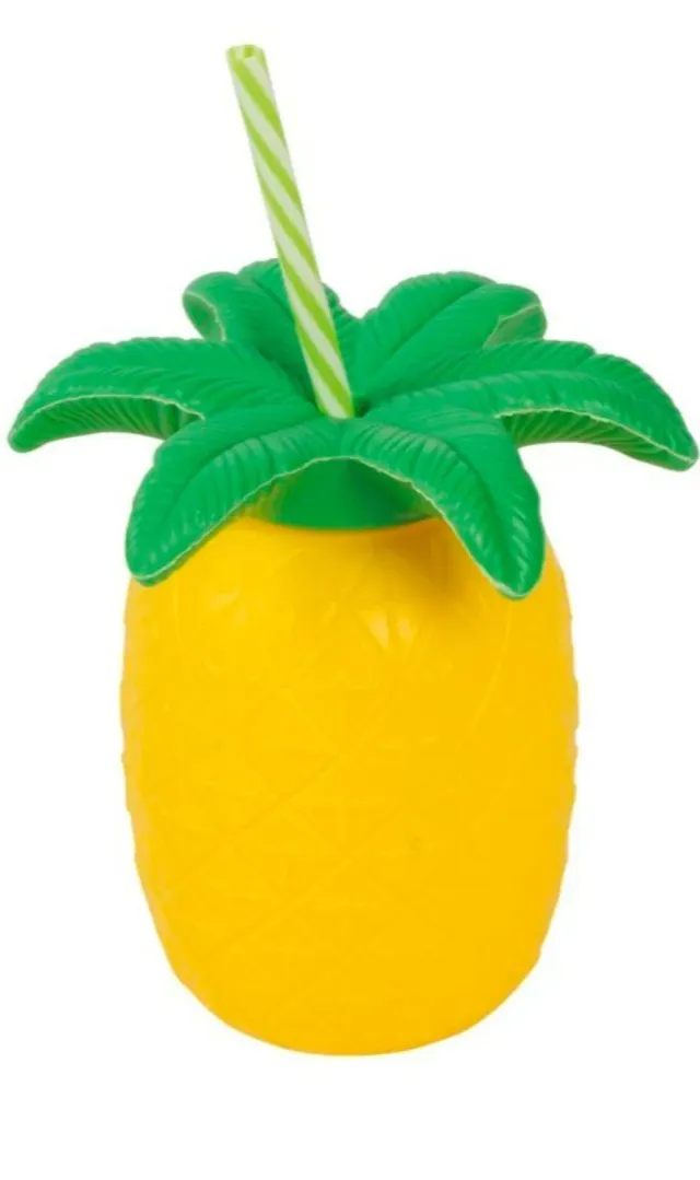 Fiestas Guirca Bicchiere Ananas Hawaiano con Cannuccia