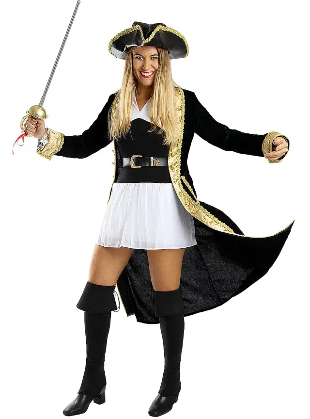 Funidelia Pirata Deluxe costume donna M nero Carnevale