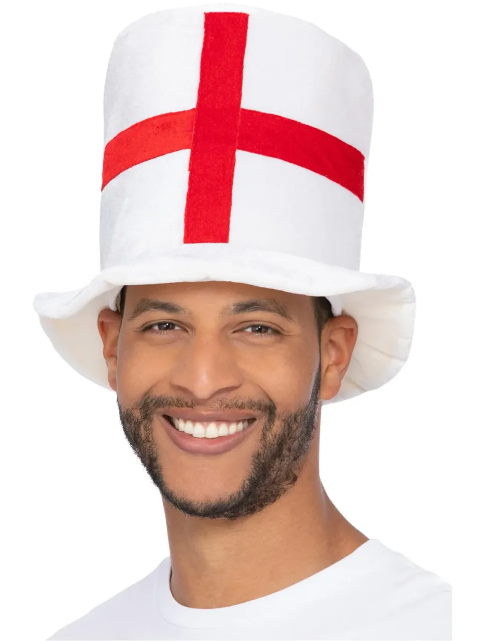 Smiffys England Flag cilindro bianco rosso tifoso