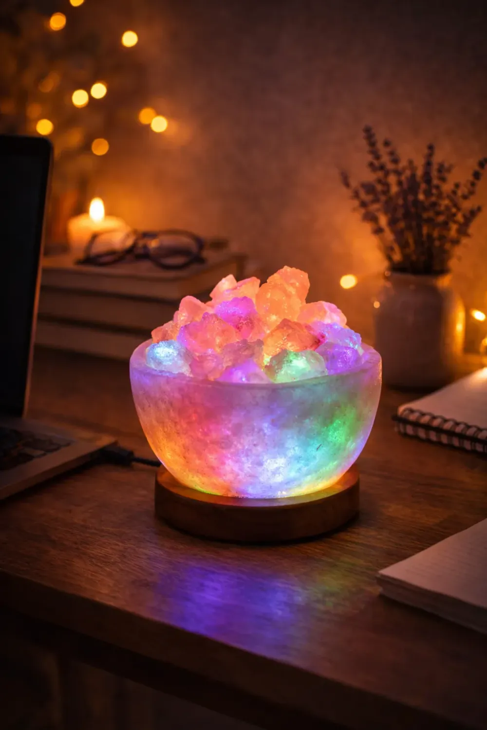La Bottega di Merlino Braciere lampada sale rosa USB LED