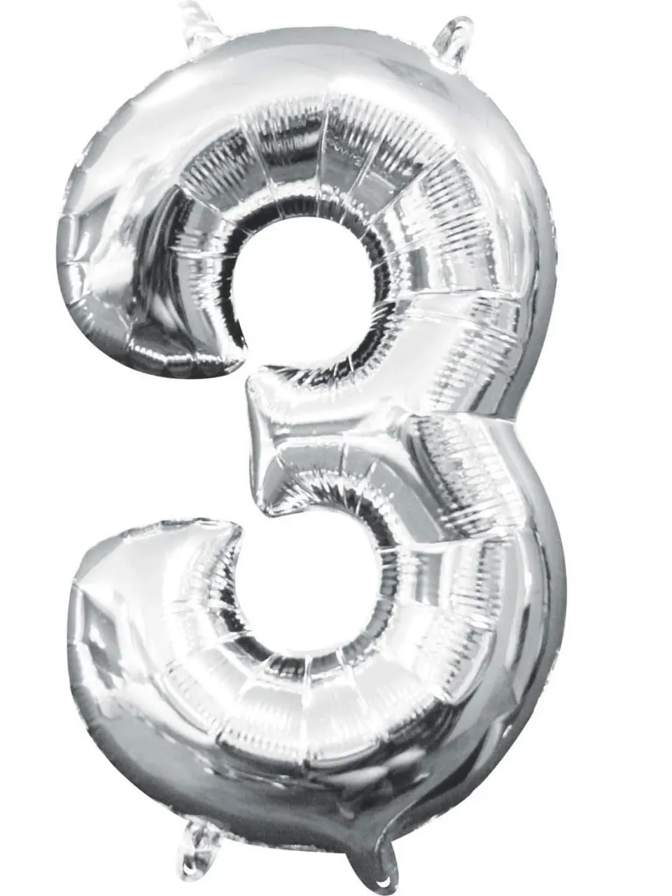 Amscan No3 Foil Balloon palloncino numero 3 argento