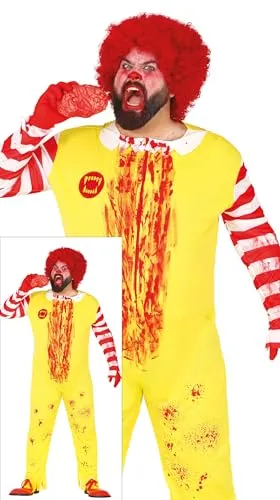 Guirca Costume Clown Burger Tuta Giallo Rosso L 52-54