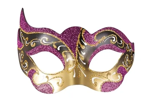 P'tit Clown 23404 maschera veneziana rosa oro adulto