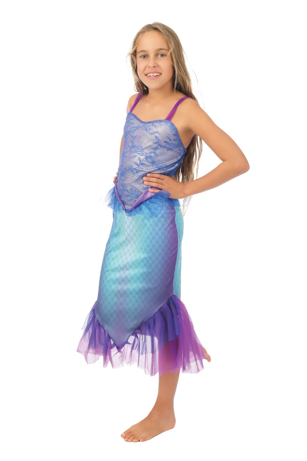 P'tit Clown Sirena costume bambina vestito lungo 10-12 anni