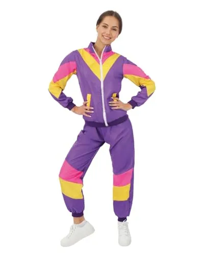 P'tit Clown Anni 80 Tuta Sportiva Costume Viola L Donna
