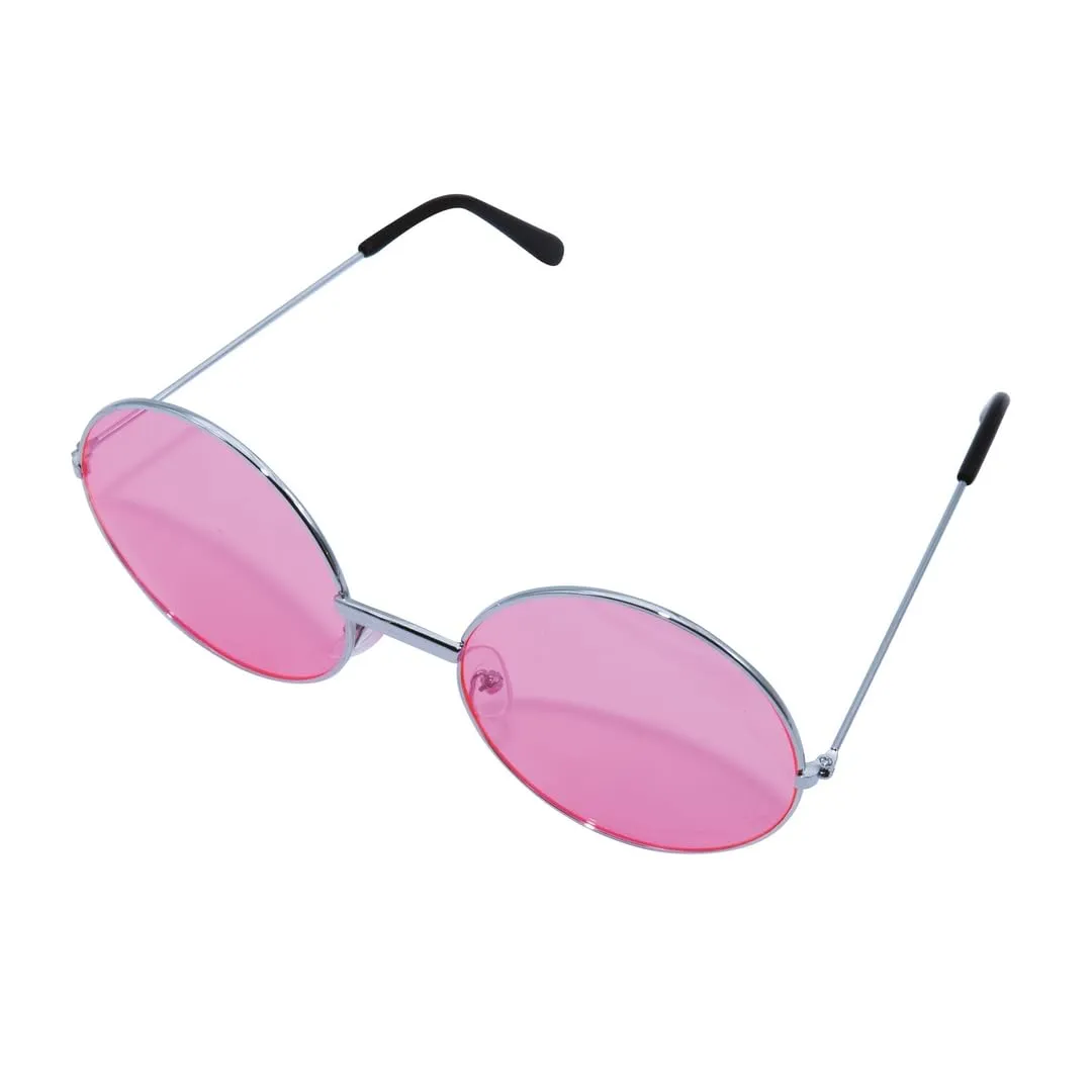 P'tit Clown Hippie occhiali tondi rosa metallizzati adulti