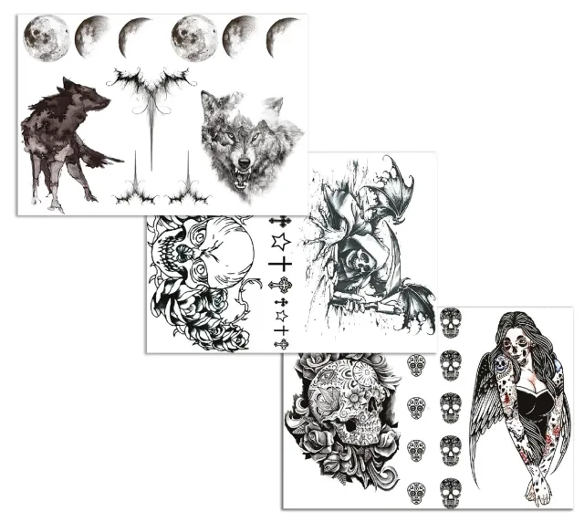 P'tit Clown tatuaggi effimeri Halloween neri foglio singolo