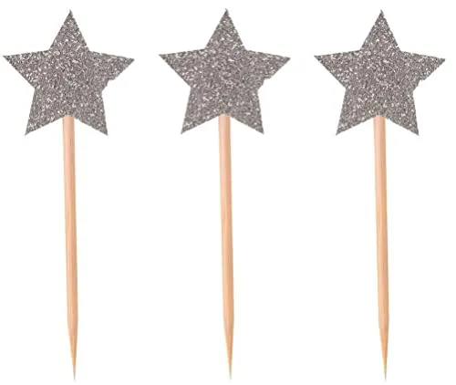 P'tit Clown re22730 stecchini torta 12 pz stelle argento glitter