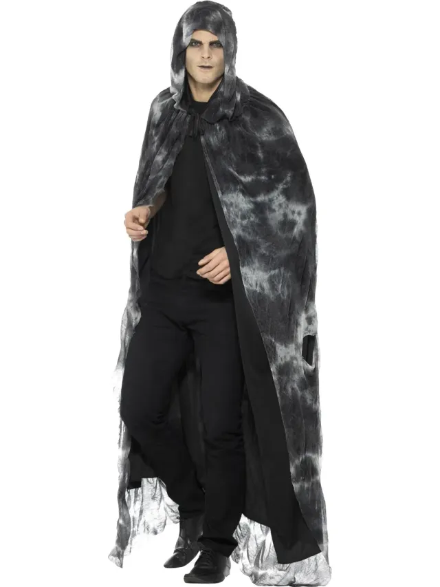 Smiffys Spellbound mantello nero-grigio incappucciato