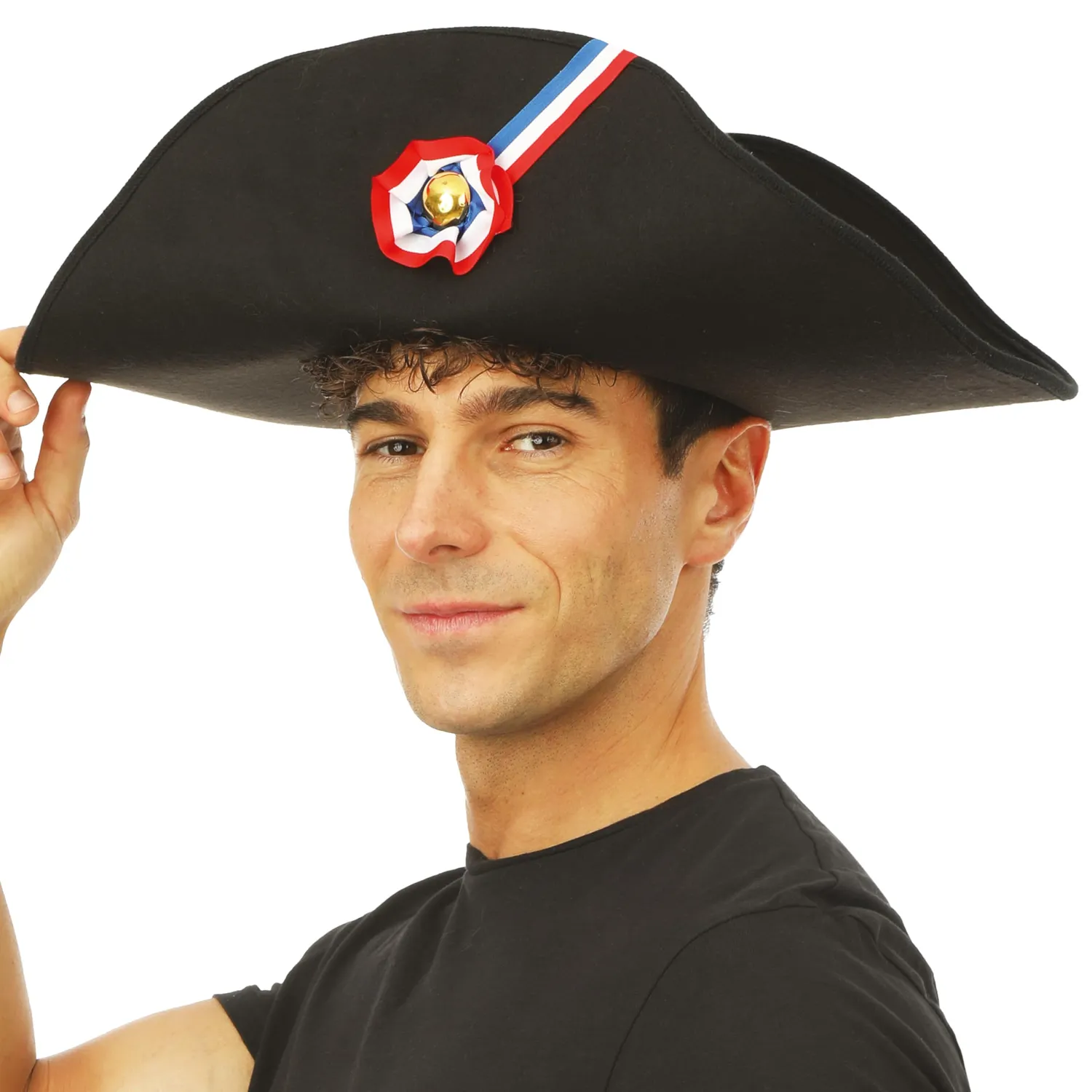 P'tit Clown tricorno Napoleone adulto nero in finta lana