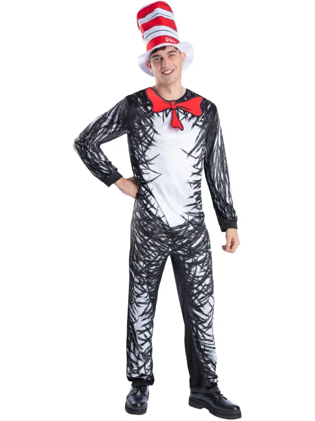 Smiffys Cat in the Hat costume adulto tuta e cappello