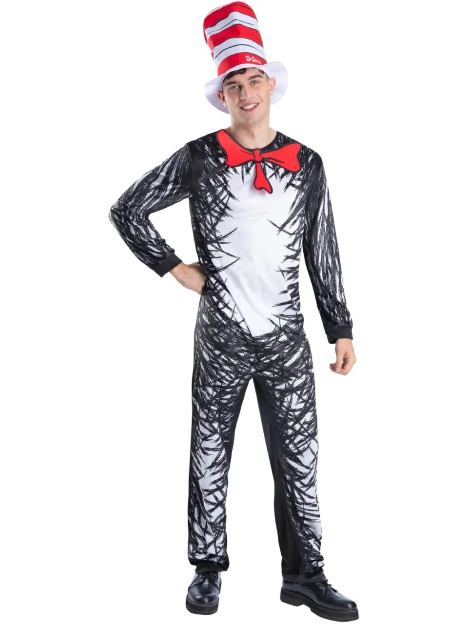 Smiffys Cat in the Hat costume adulto tuta e cappello