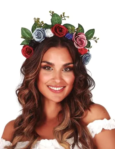 Guirca Diadema Fiori e Foglie Cerchietto Floreale