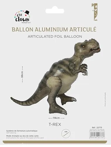 P'tit Clown Dinosauro palloncino alluminio T-Rex