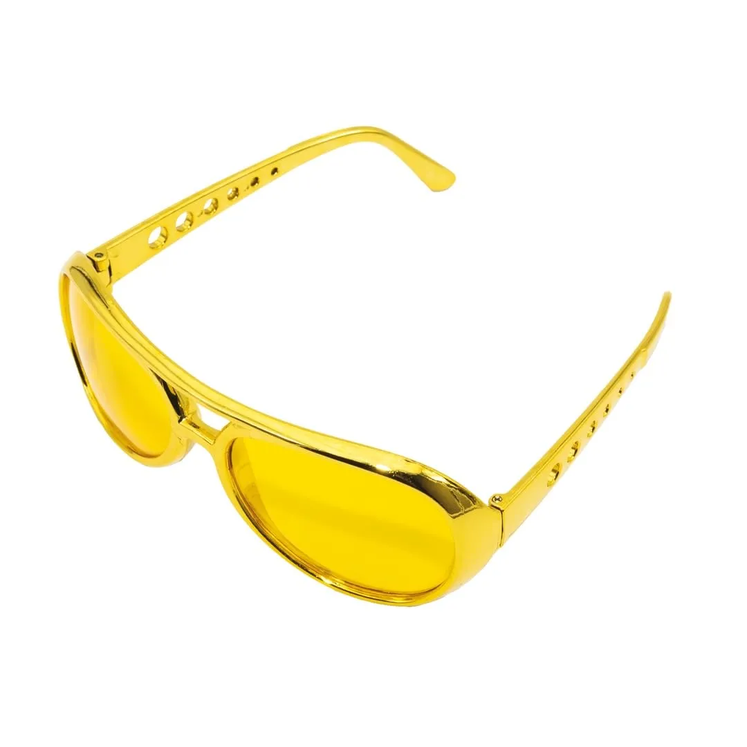 P'tit Clown occhiali Elvis rock oro adulto in plastica
