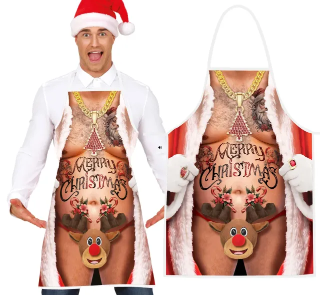 Fiestas Guirca Grembiule Torso Tattoo Merry Christmas 78x63 cm