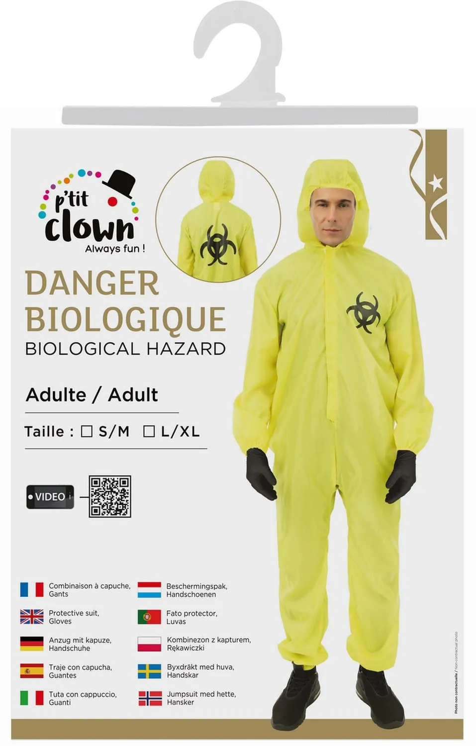 P'tit Clown costume pericolo biologico adulto giallo L-XL
