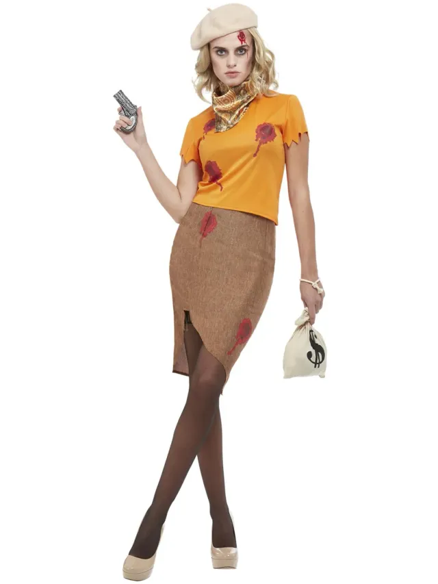 Smiffys Bonnie Zombie Gangster costume arancione L