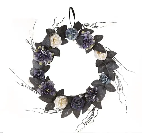 P'tit Clown re22984 corona Halloween fiori e teschi 40 cm