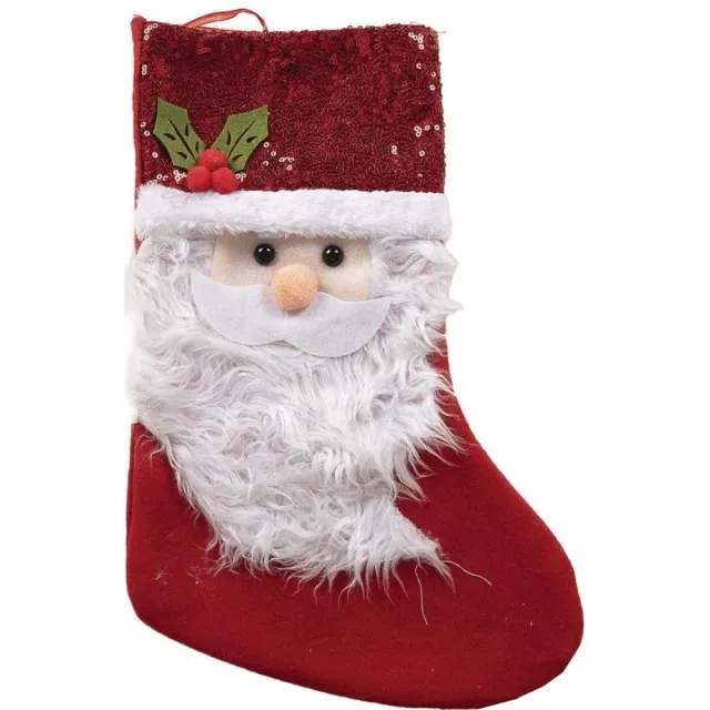 P'tit Clown calza Natale paillettes rossa 24x37 cm