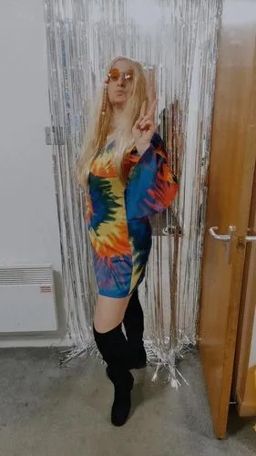 Smiffys Hippy Party parrucca bionda con perline