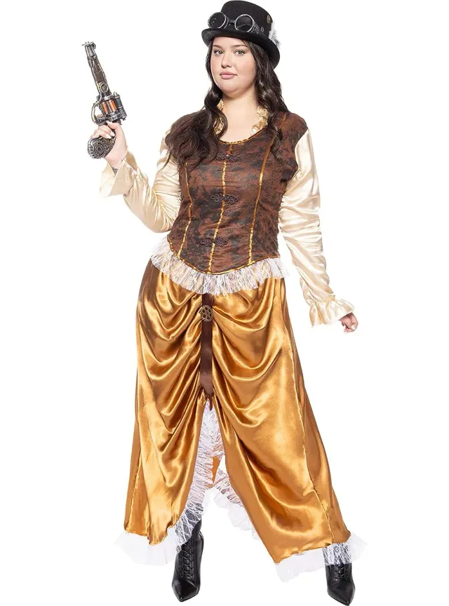 Funidelia Steampunk costume donna lungo marrone