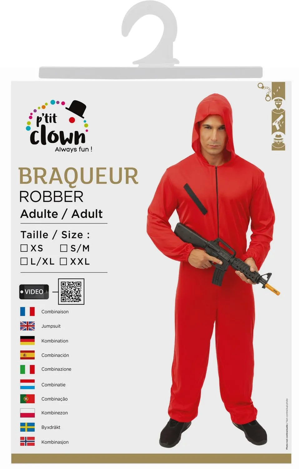 P'tit Clown Costume Rapinatore Rosso XXL Adulto Carnevale