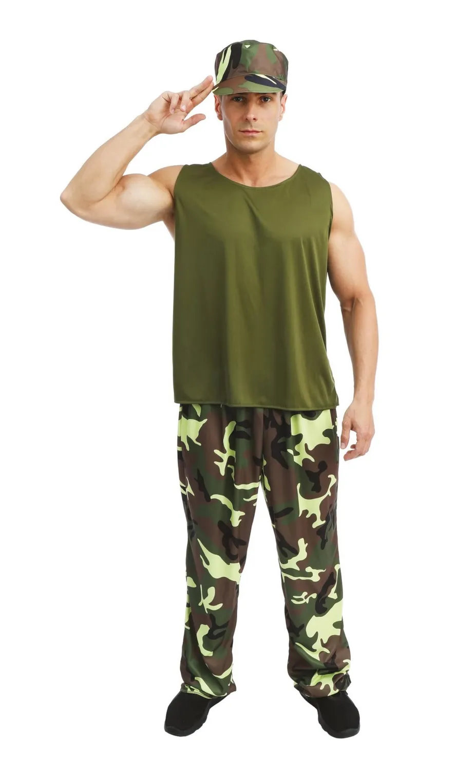 P'tit Clown Travestimento Soldato Mimetico Costume Uomo L-XL