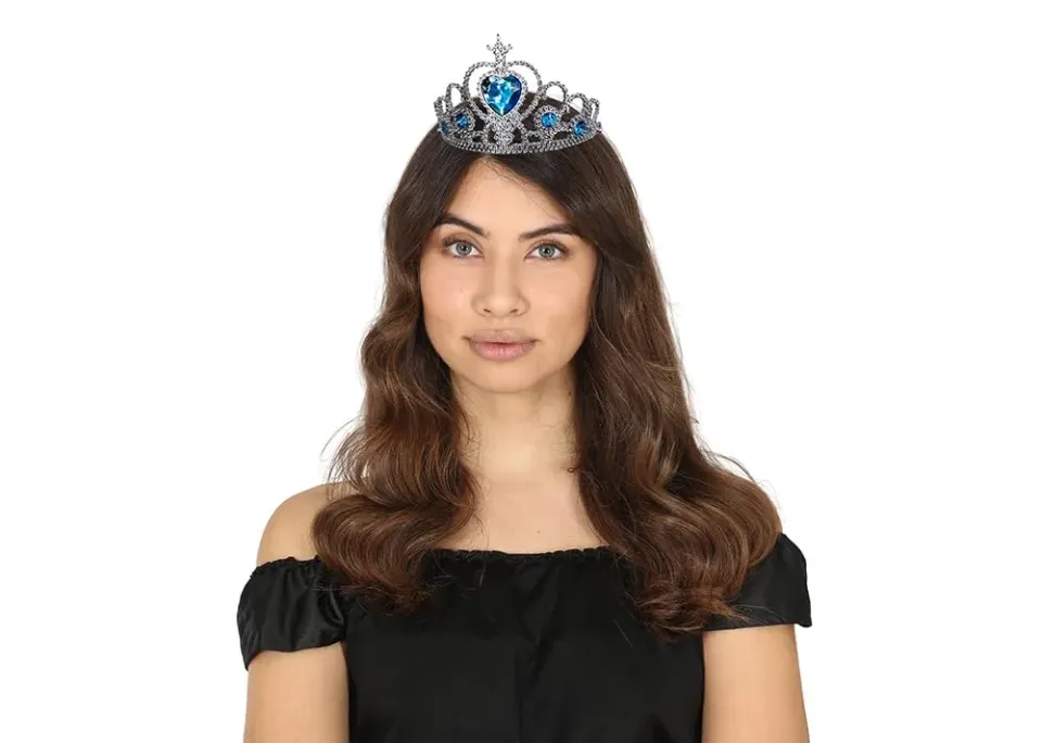Fiestas Guirca corona tiara principessa argento azzurra