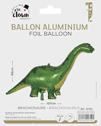 P'tit Clown palloncino alluminio brachiosauro compleanno