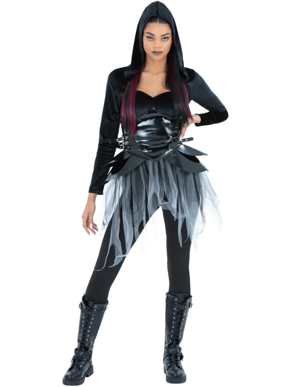 Smiffys Dark Warrior Costume Donna Nero Grigio