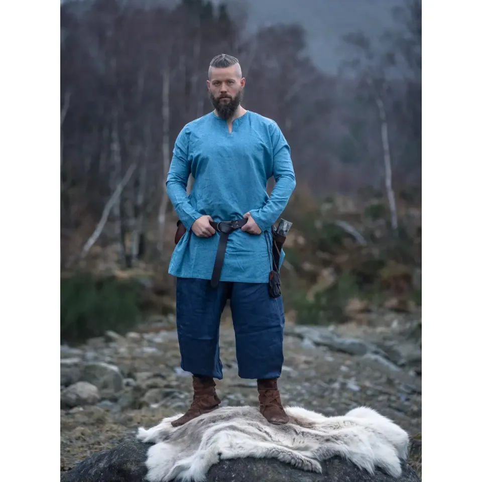 La Bottega di Merlino Wodan pantaloni lino blu scuro