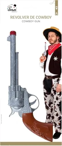 P'tit Clown Revolver Cowboy Finto 28 cm Argento Marrone