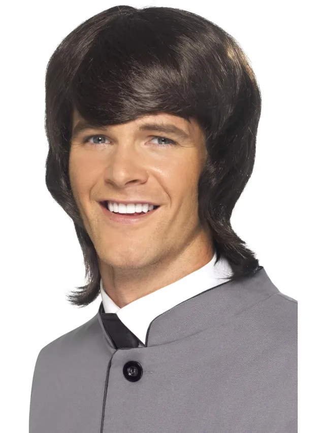 Smiffys 60s Male Mod parrucca uomo marrone lunga