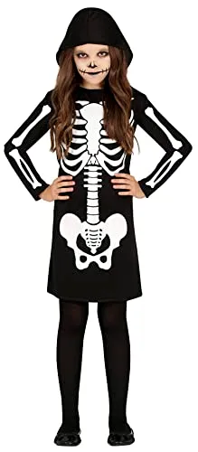 Fiestas Guirca scheletro costume bambina 7-9 anni cappuccio