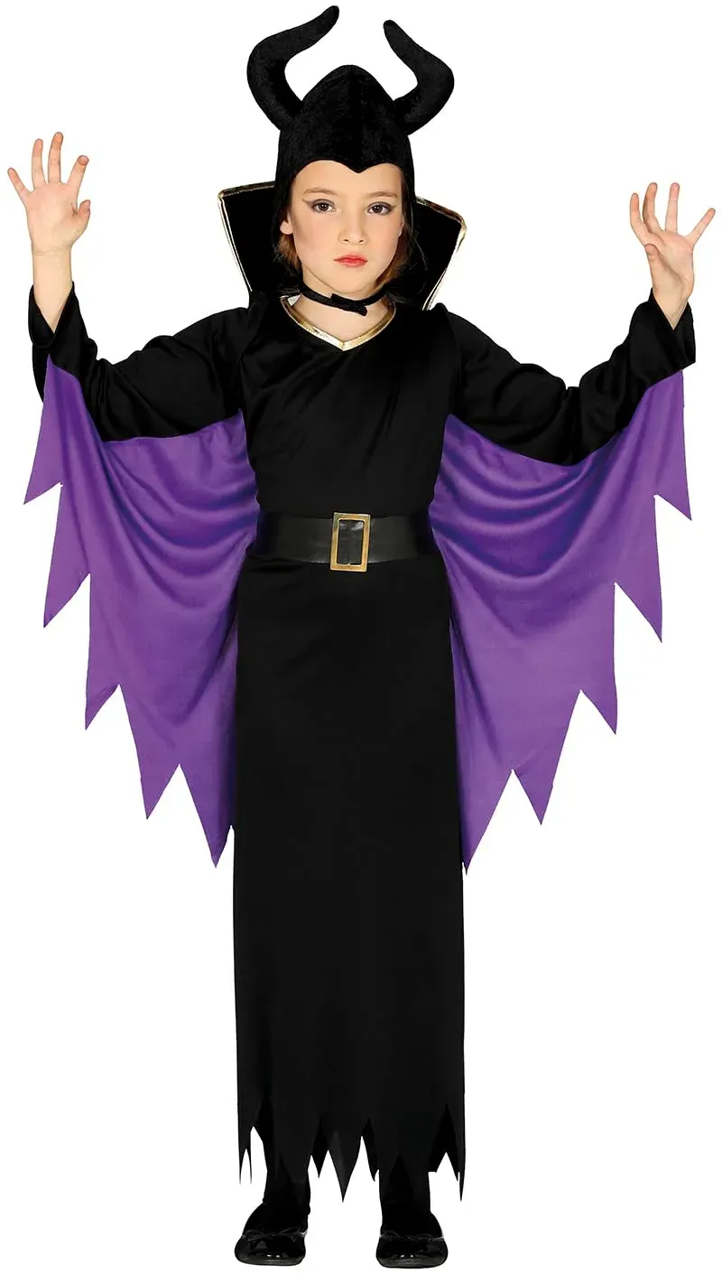 Guirca Costume Fata Diavolo Bambina Nero Viola 5-6 Anni