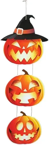 Guirca 3 Zucche Strega insegna Halloween 64 cm