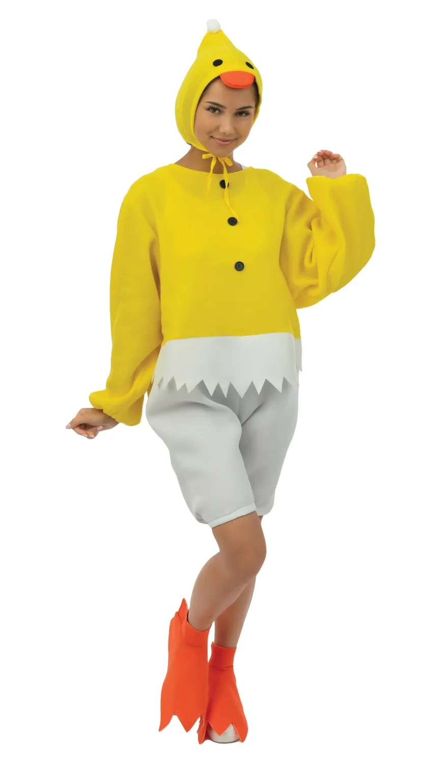 P'tit Clown Pulcino costume adulto giallo con cappello