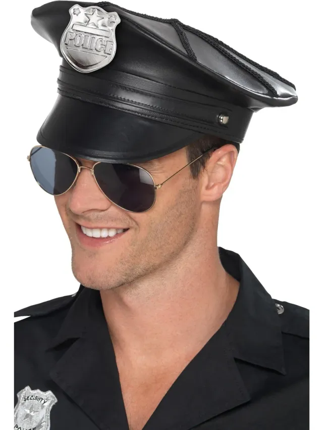 Smiffys Deluxe Police Hat cappello poliziotto nero taglia unica