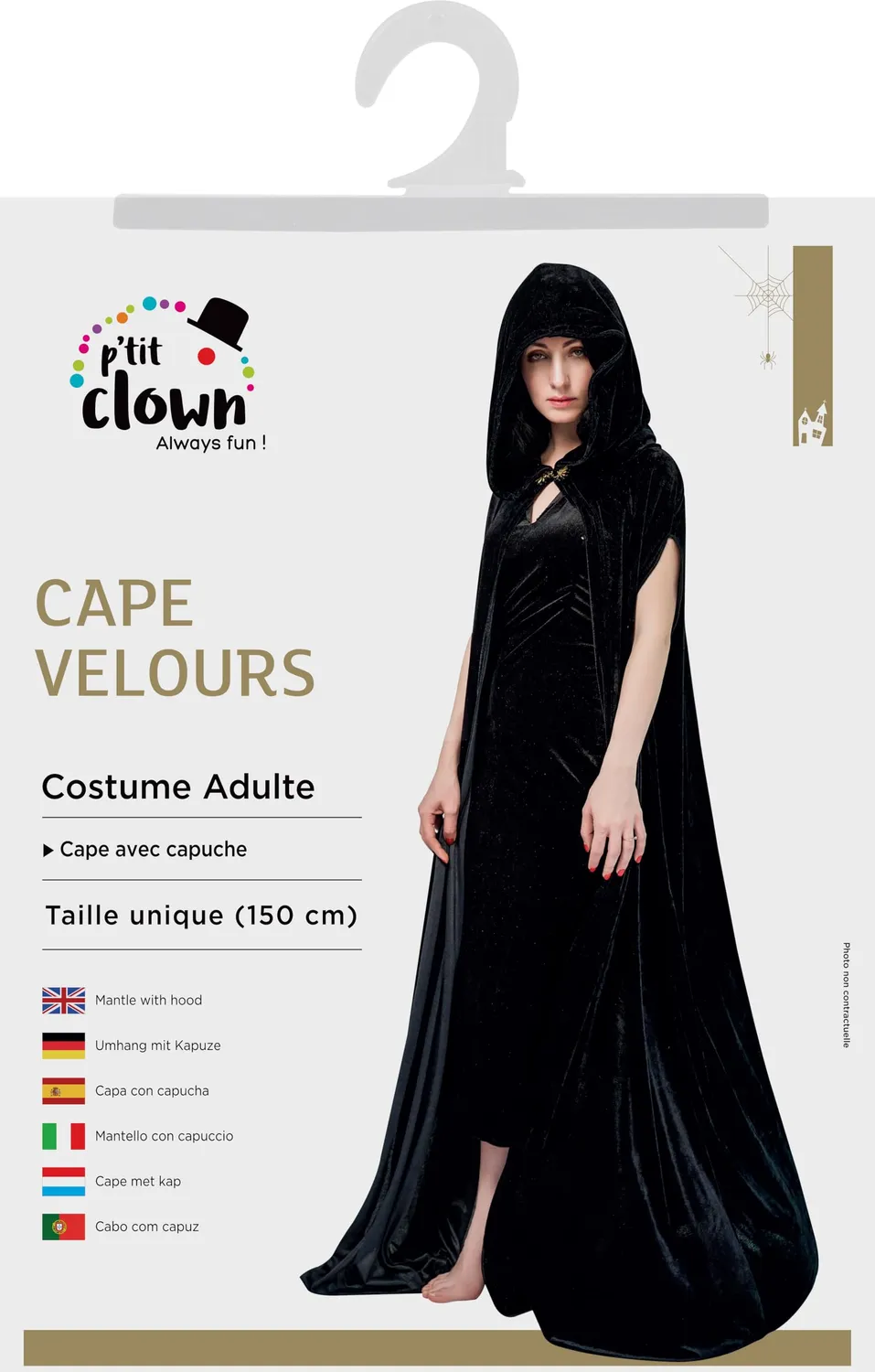 P'tit Clown 44430 Mantello Nero Adulto Halloween