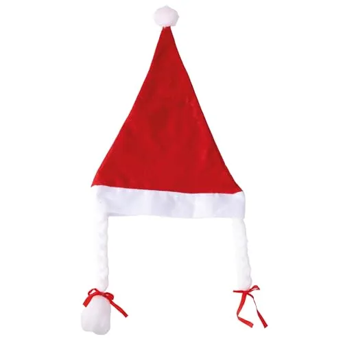 P'tit Clown cappello Mamma Natale rosso con trecce adulto
