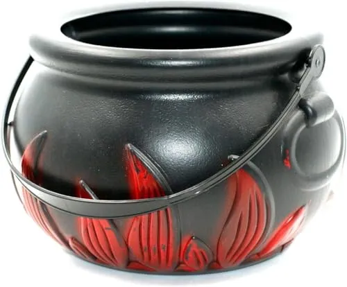 P'tit Clown calderone strega plastica nero 17 cm fiamme