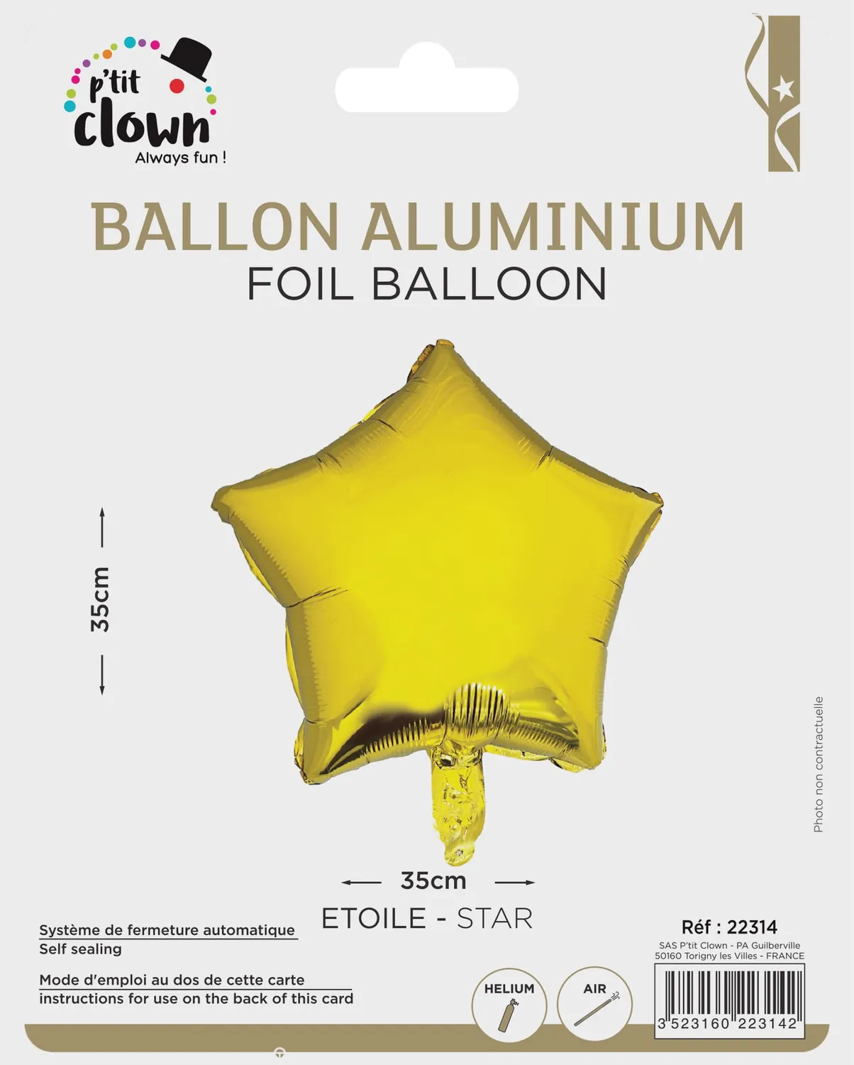 P'tit Clown 22314 Palloncino Stella Oro foil