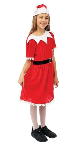 P'tit Clown Miss Santa Costume Mamma Natale Abito Rosso Bambina