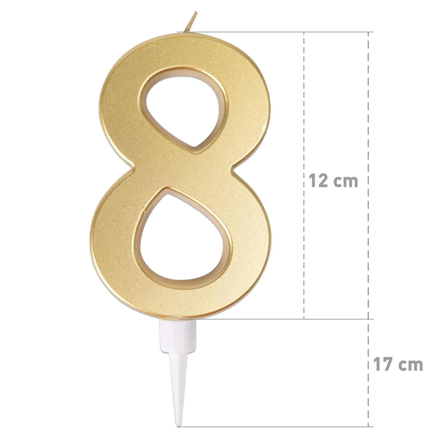 P'tit Clown gigante candela numero 8 oro 13 cm