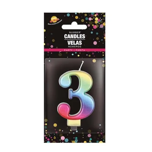 Guirca Candela Numero 4 per Torta 8 cm Multicolore
