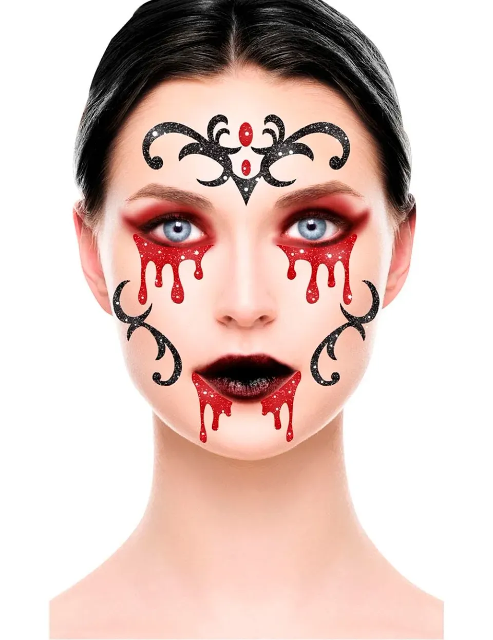 Guirca Adesivi Viso Glitter Vampira Trucco 20x20 cm